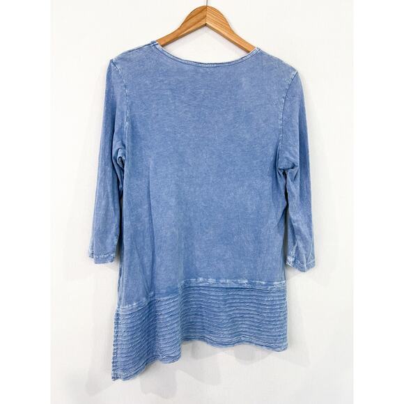Jess & Jane Blue Tunic Top Small Mineral Washed Floral Asymmetric Tunic Top - Picture 6 of 6